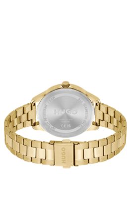 Gold-tone watch with monogrammed dial, Gold