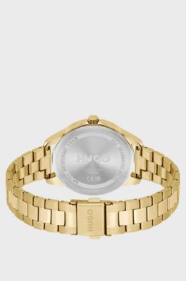 Gold-tone watch with monogrammed dial, Gold