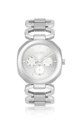 Silver-tone watch with chain bracelet, Silver