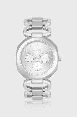 Silver-tone watch with chain bracelet, Silver
