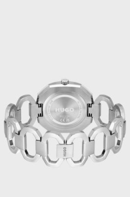 Silver-tone watch with chain bracelet, Silver