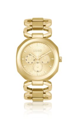 HUGO Gold tone watch with chain bracelet