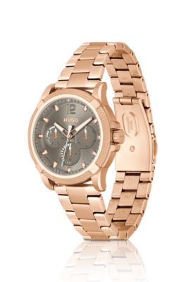 Gold-tone watch with link bracelet, Gold