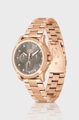 Gold-tone watch with link bracelet, Gold