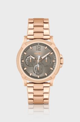 Gold-tone watch with link bracelet, Gold