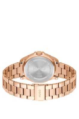 Gold-tone watch with link bracelet, Gold