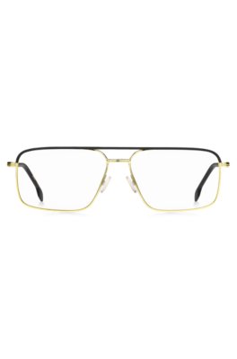 Monture optique en acier noir et doré