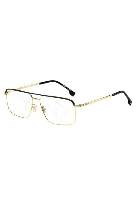 Steel optical frames in black and gold finishes, Gold