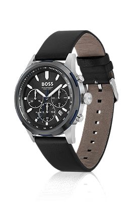 Hugo boss watch outlet black leather strap