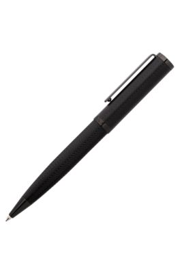 Gunmetal ballpoint pen with herringbone texture, Black