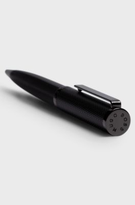 Gunmetal ballpoint pen with herringbone texture, Black