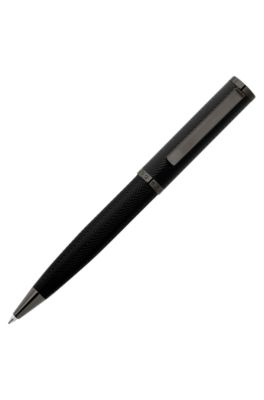Gunmetal ballpoint pen with herringbone texture, Black