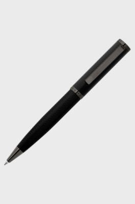 Gunmetal ballpoint pen with herringbone texture, Black