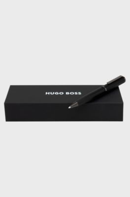 Gunmetal ballpoint pen with herringbone texture, Black