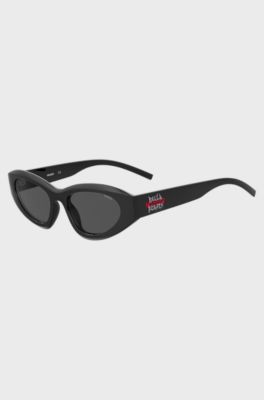Lunettes de soleil noires HUGO x Bella Poarch avec logo sp&eacute;cial, Noir