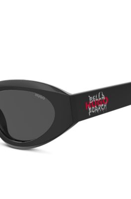 HUGO x Bella Poarch black sunglasses with special branding, Black
