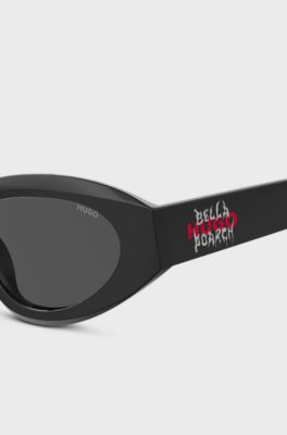 Lunettes de soleil noires HUGO x Bella Poarch avec logo sp&eacute;cial, Noir