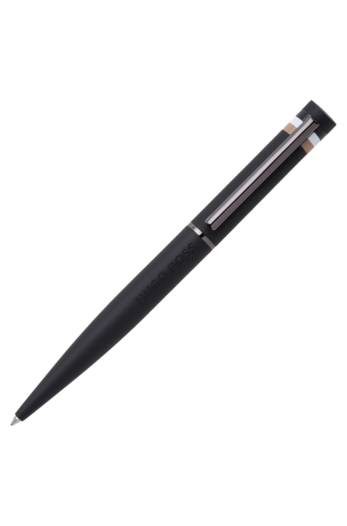 Black ballpoint pen with signature-stripe detail, Black