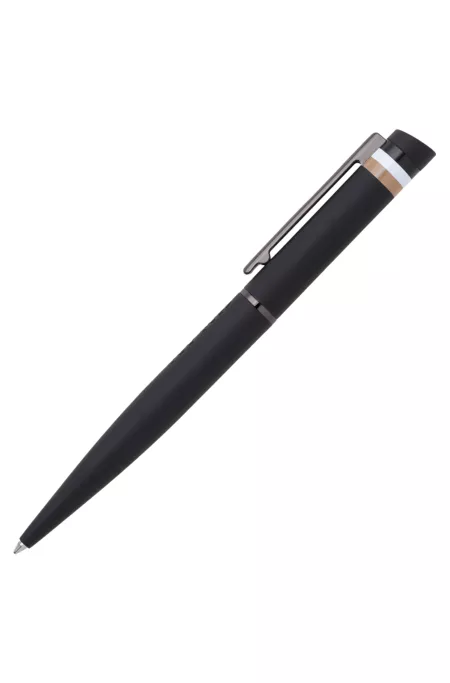 Black ballpoint pen with signature-stripe detail