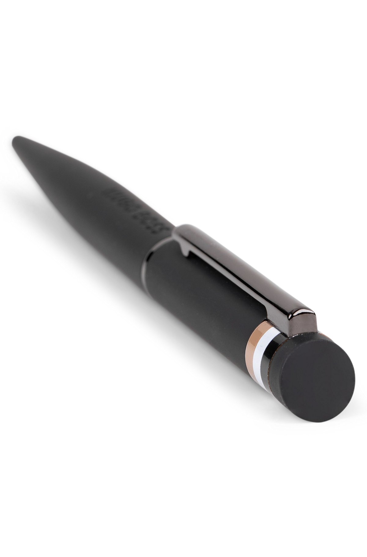 Black ballpoint pen with signature-stripe detail, Black