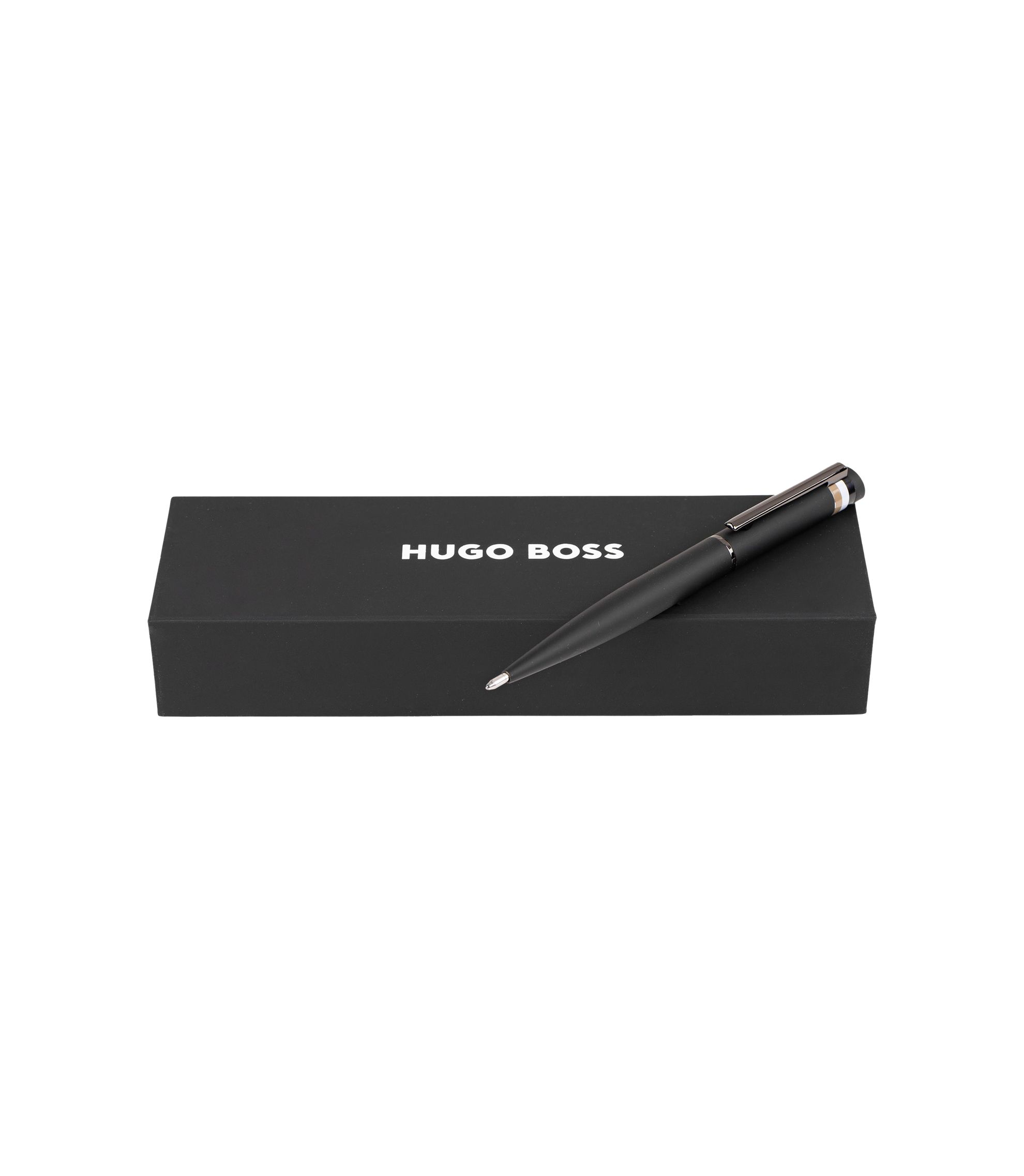 BOSS - Black ballpoint pen with signature-stripe detail - Black
