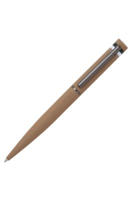 Camel ballpoint pen with signature-stripe detail, Beige