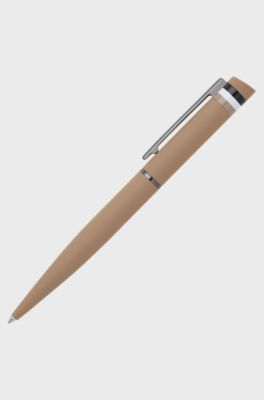 Stylo &agrave; bille camel avec rayure embl&eacute;matique, Beige