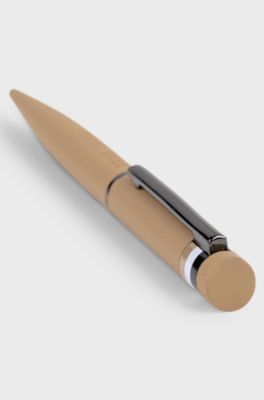 Stylo &agrave; bille camel avec rayure embl&eacute;matique, Beige