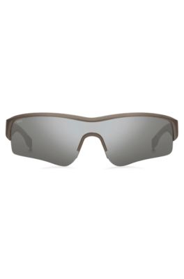 BOSS x Perfect Moment all-gender mirrored sunglasses with branded temples, Grey