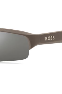 BOSS x Perfect Moment all-gender mirrored sunglasses with branded temples, Grey