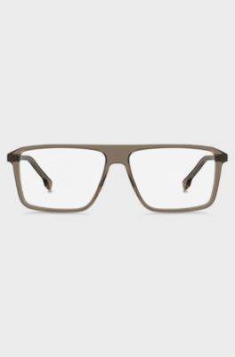 Beige-acetate optical frames with striped hinge, Light Brown