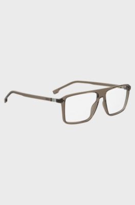 Beige-acetate optical frames with striped hinge, Light Brown