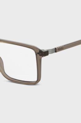 Beige-acetate optical frames with striped hinge, Light Brown
