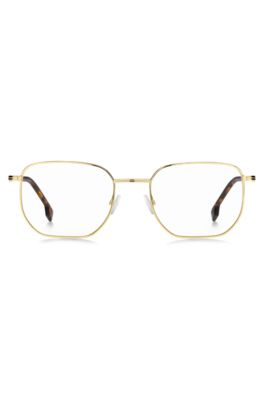 Gold-tone optical frames with Havana end tips, Gold