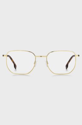 Gold-tone optical frames with Havana end tips, Gold