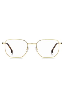 Monture optique dorée avec embouts Havana