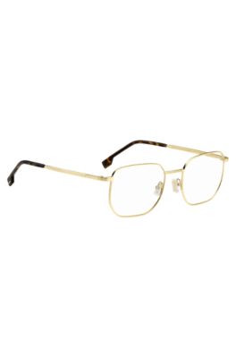 Gold-tone optical frames with Havana end tips, Gold