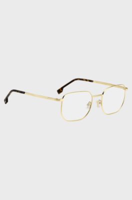 Gold-tone optical frames with Havana end tips, Gold