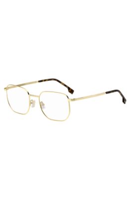 Gold-tone optical frames with Havana end tips, Gold