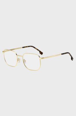 Gold-tone optical frames with Havana end tips, Gold