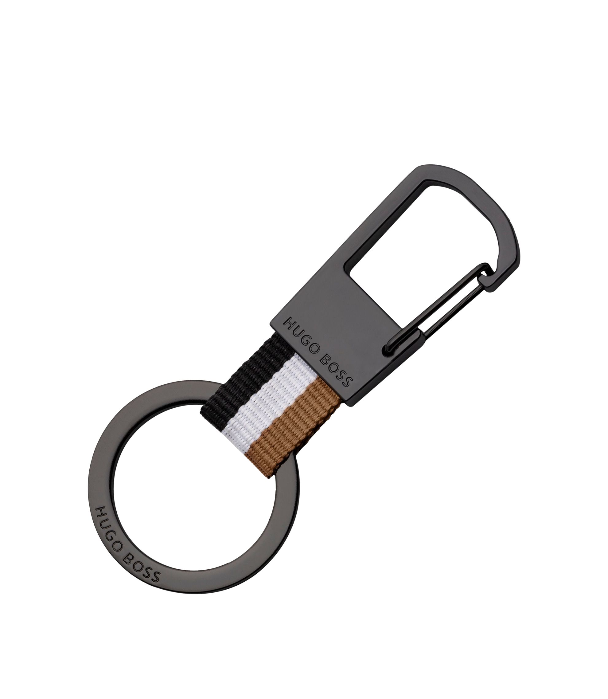 Schlüsselanhänger mit Signature-Streifen und dunklen Chrom-Akzenten