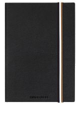 A5-notesbook i sort imiteret læder med signaturstribet strop, Sort