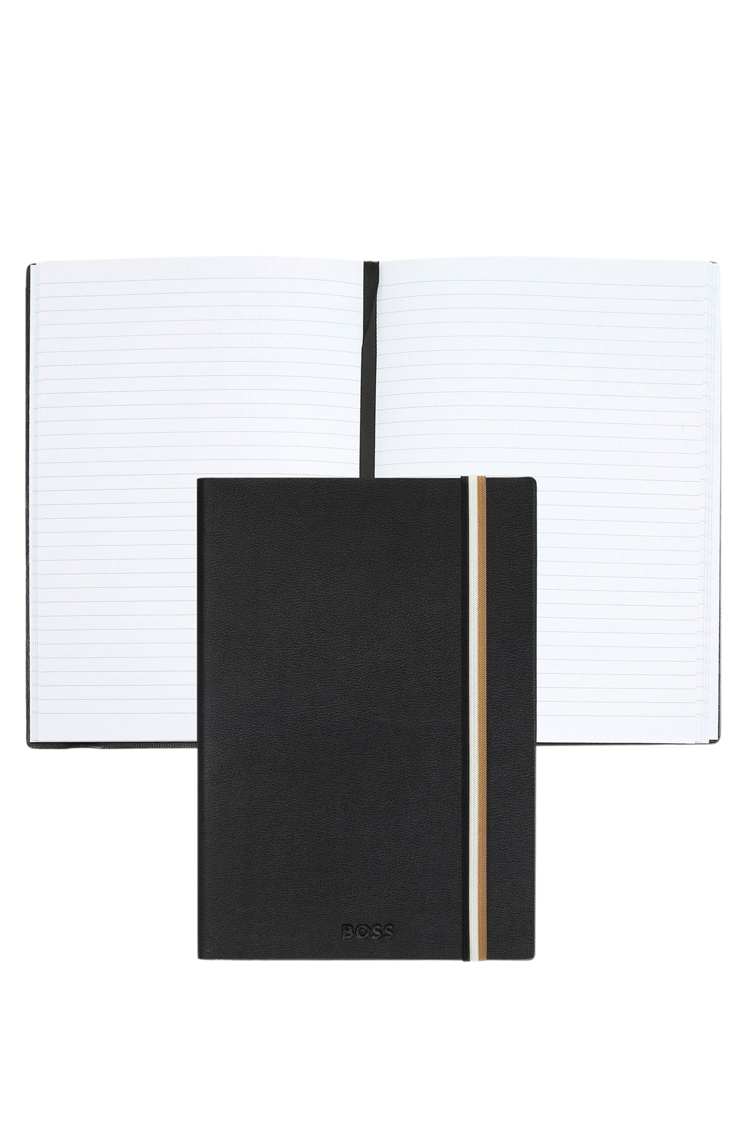 Boss faux-leather A5 notebook with signature-stripe strap plånböcker & korthållare dam