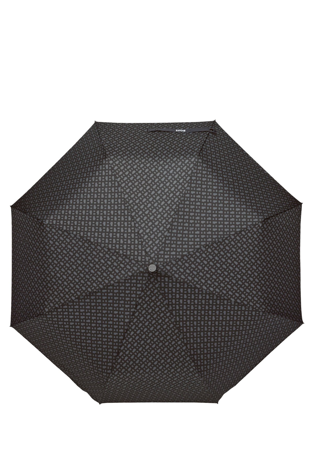 Parapluie gris foncé à motif monogramme avec bandoulière logotée, Gris sombre
