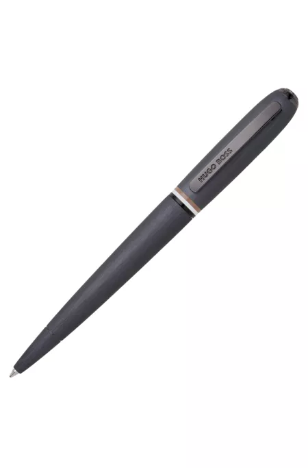 Brushed ballpoint pen with signature-stripe ring