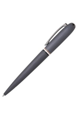 Brushed ballpoint pen with signature-stripe ring, Dark Grey