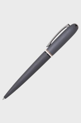 Brushed ballpoint pen with signature-stripe ring, Dark Grey