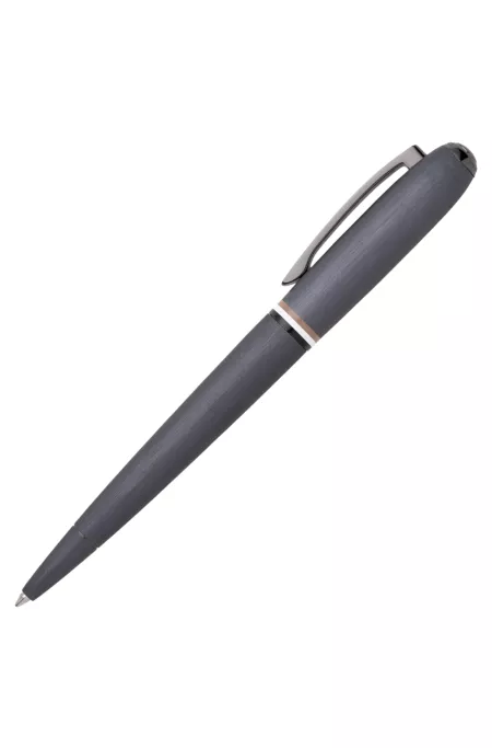 Brushed ballpoint pen with signature-stripe ring