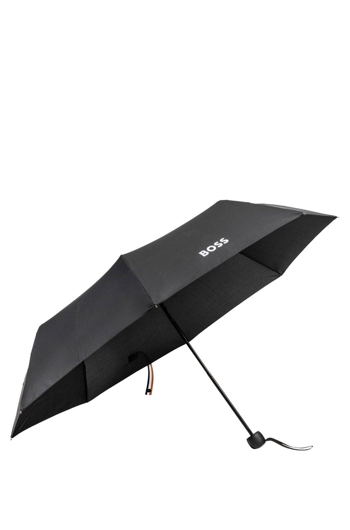 BOSS - Mini ombrello con cinturino di chiusura con righe tipiche del marchio