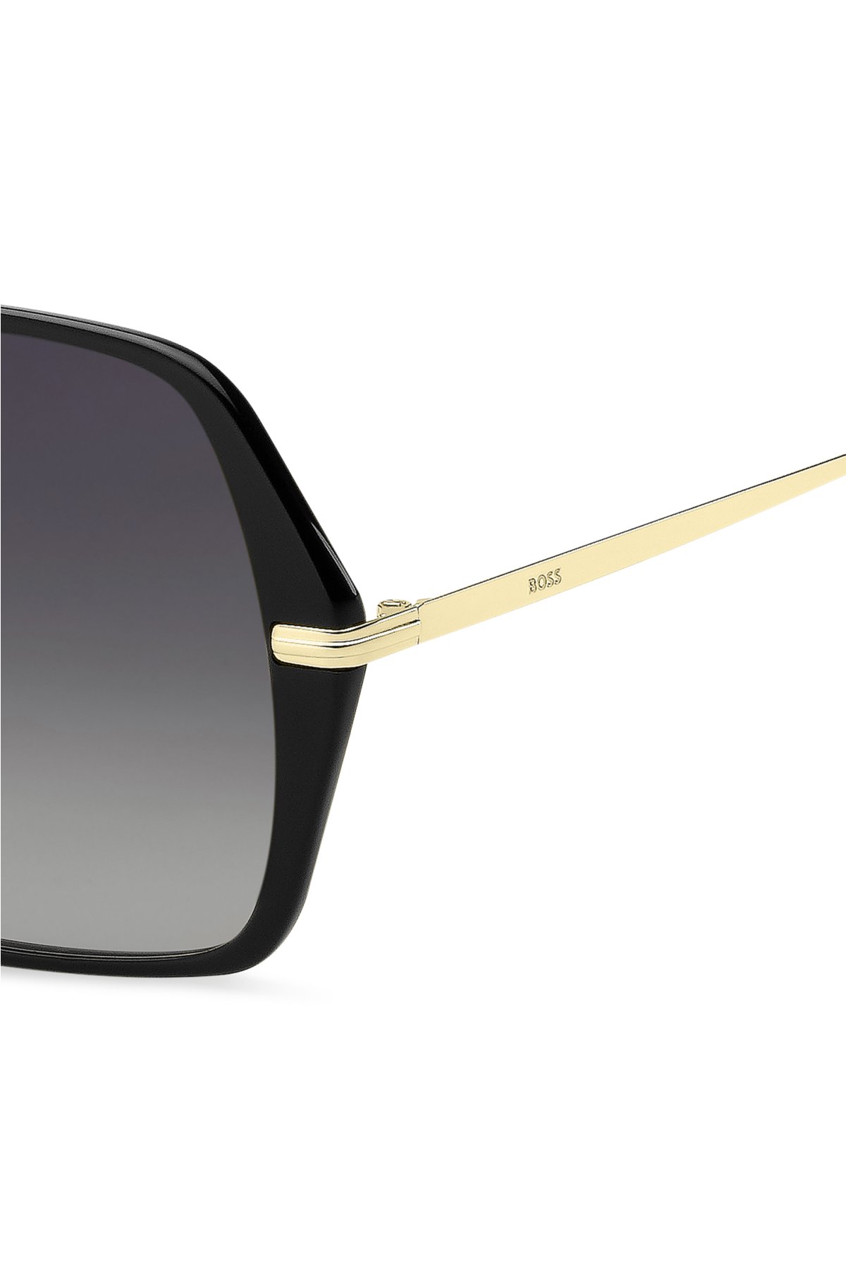 Black-acetate sunglasses with gold-tone temples, Black
